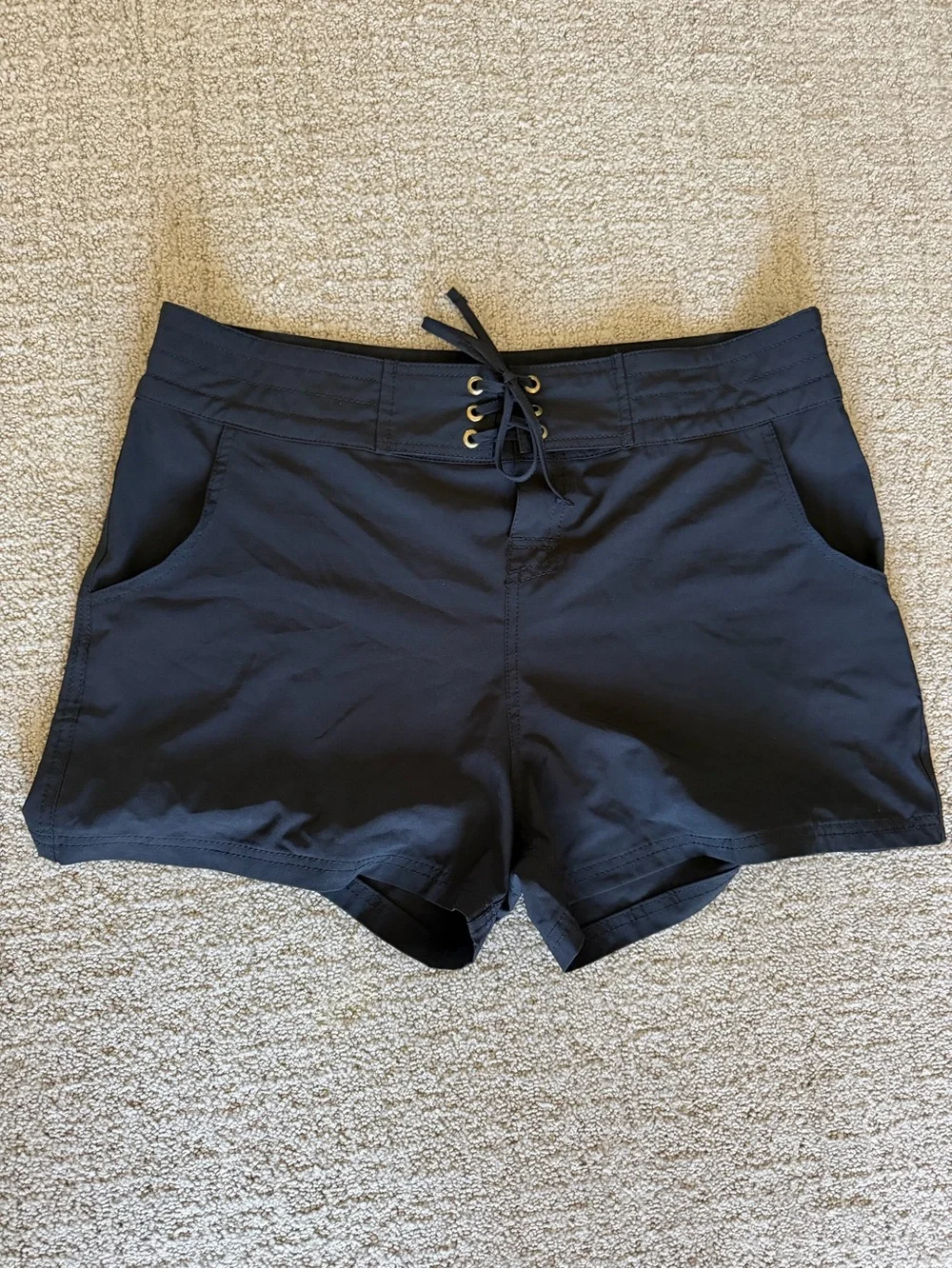 La Blanca Black Lace-Up Bermuda Swim Shorts - SIZE 10 - Picture 2 of 8